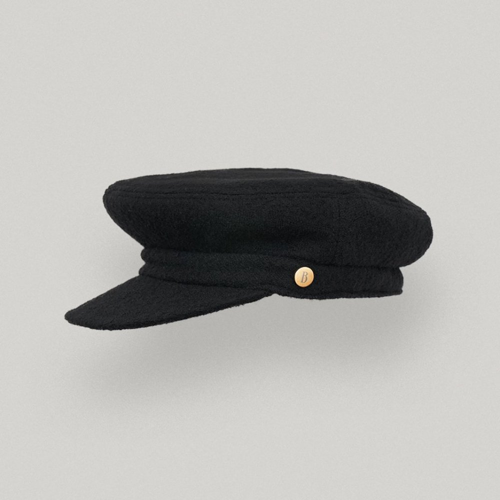 nwot Black Margot Wool beret post boy Hat by STYLEM